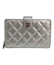 CHANEL (シャネル) マトラッセ 2つ折り財布 シルバー