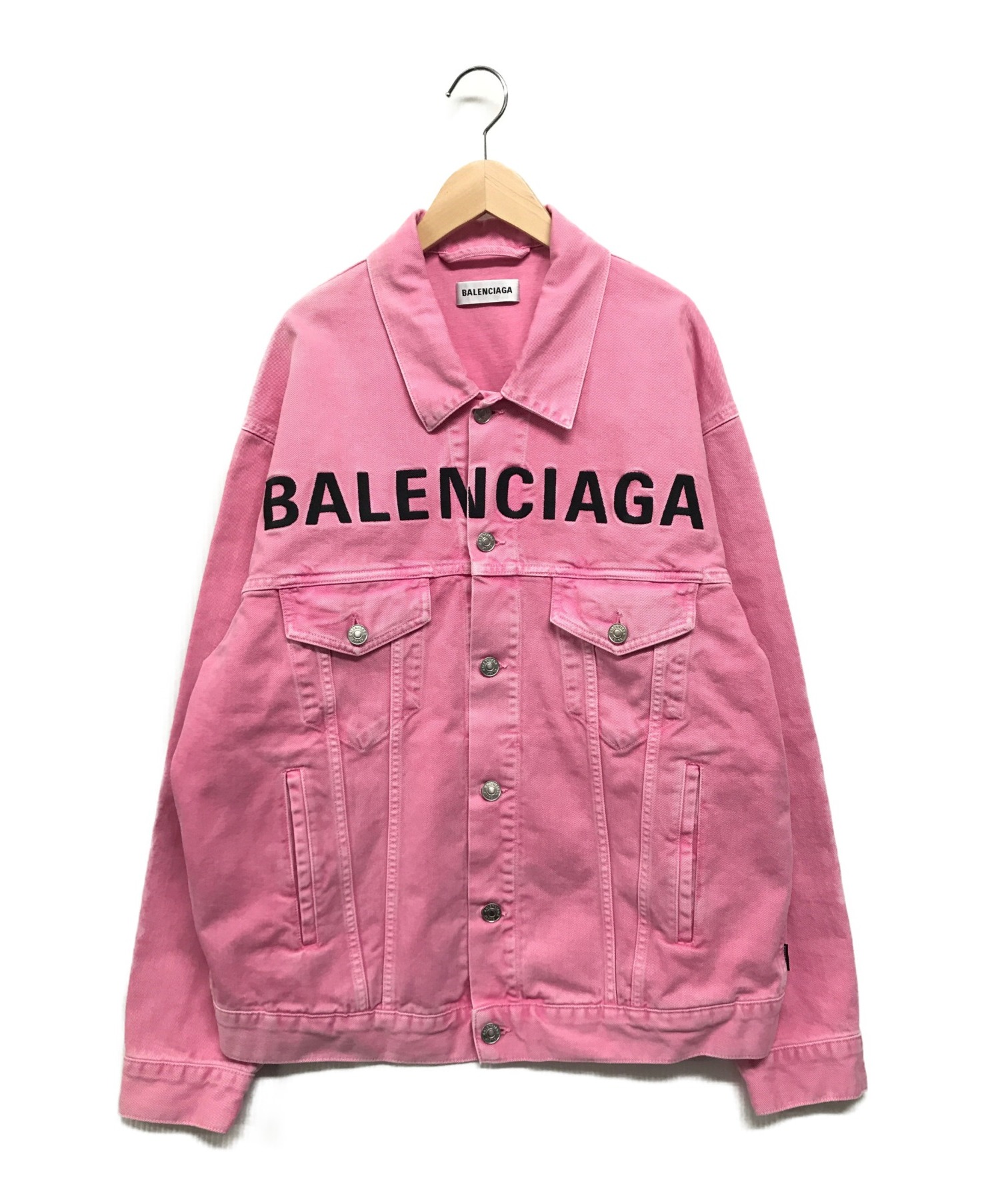 中古 古着通販 Balenciaga バレンシアガ フロントロゴ刺繍デニムジャケット ピンク サイズ 36 19aw ブランド 古着通販 トレファク公式 Trefac Fashion