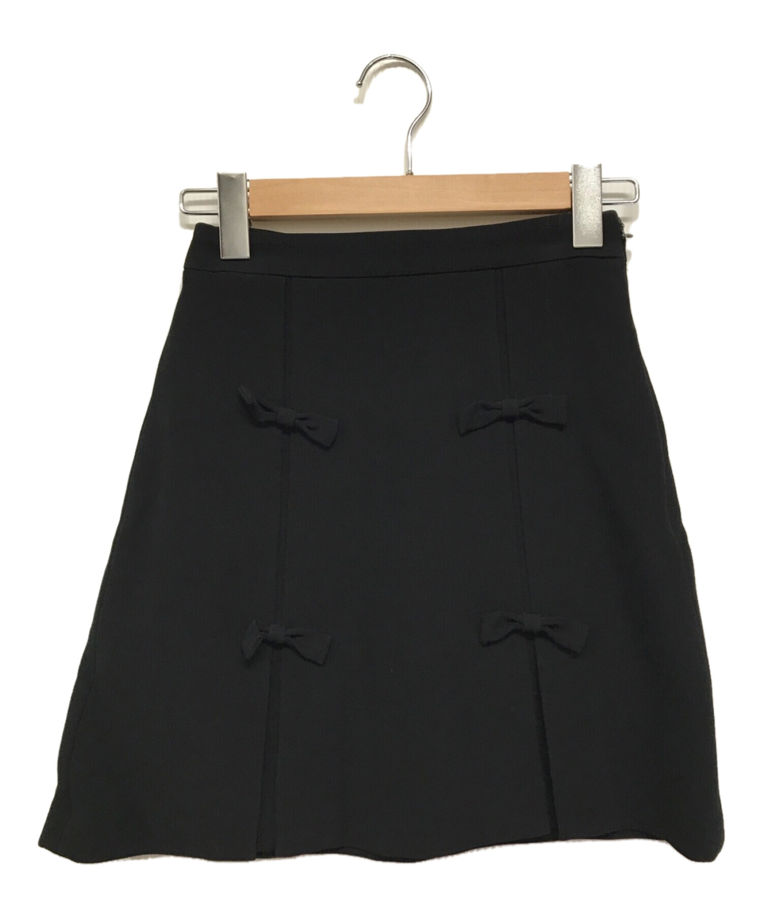 MIU MIU (ミュウミュウ) リボンスカート ブラック サイズ:38