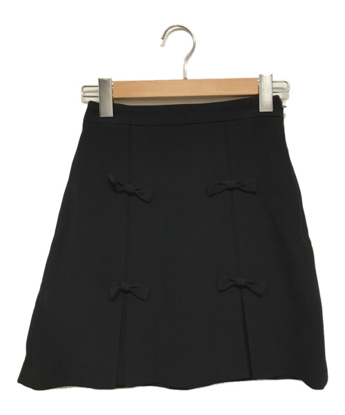 MIU MIU（ミュウミュウ）MIU MIU (ミュウミュウ) リボンスカート ブラック サイズ:38の古着・服飾アイテム