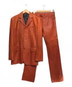 Jean Paul Gaultier homme（ジャンポールゴルチェオム）の古着「【OLD】ヒビ割れ加工レザーセットアップスーツ」｜ブラウン
