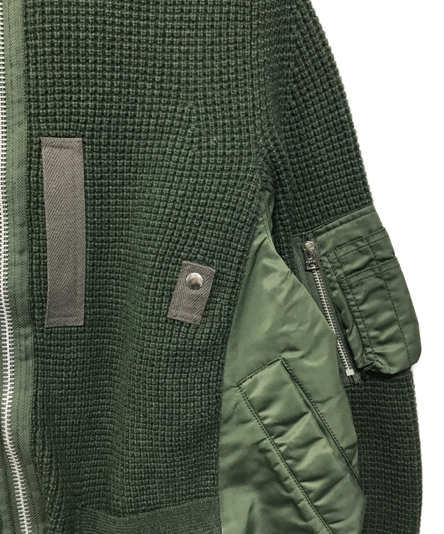 sacai (サカイ) 再構築デザインニットジャケット グリーン サイズ:2
