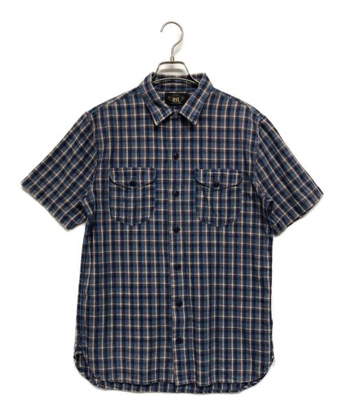 RRL（ダブルアールエル）RRL (ダブルアールエル) S/Sチェックシャツ ネイビー サイズ:SIZE Sの古着・服飾アイテム