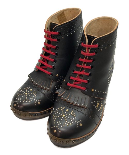 BURBERRY（バーバリー）BURBERRY (バーバリー) Riveted Antrim Leather Ankle Boots ブラック サイズ:SIZE 37の古着・服飾アイテム