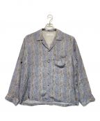 TOGA VIRILISトーガ ビリリース）の古着「ボタンフライ総柄キュプラ長袖シャツ」｜ブルー