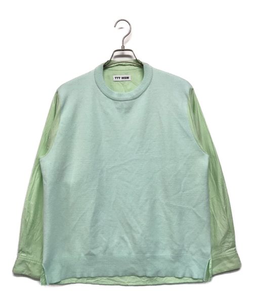 TTT MSW（ティー）TTT MSW (ティーモダンストリートウェア) Knit Docking Shirt グリーン×ブルー サイズ:SIZE Lの古着・服飾アイテム