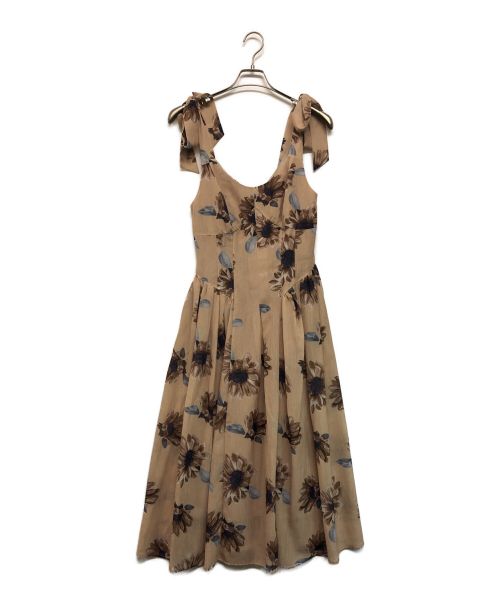 HER LIP TO（ハーリップトゥ）HER LIP TO (ハーリップトゥ) Sunflower-Printed Midi Dress ベージュ サイズ:SIZE Sの古着・服飾アイテム