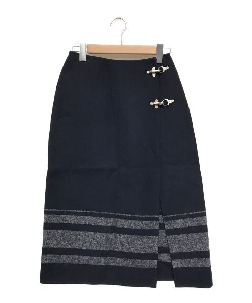 CELINE（セリーヌ）CELINE (セリーヌ) 【OLD】ファイヤー金具ラップスカート ネイビー サイズ:SIZE 36の古着・服飾アイテム