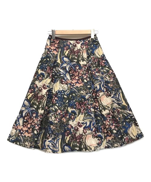 ANAYI（アナイ）ANAYI (アナイ) アートフラワージャガードフレアー スカート パープル サイズ:SIZE 34の古着・服飾アイテム