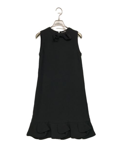 MIU MIU（ミュウミュウ）MIU MIU (ミュウミュウ) フリルノースリーブワンピース ブラック サイズ:SIZE 38の古着・服飾アイテム