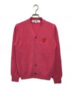 PLAY COMME des GARCONSプレイ コムデギャルソン）の古着「DOUBLE RED HEART MENS V NECK CARDIGAN」｜ピンク