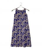 sara mallikaサラマリカ）の古着「Cotton Linen Flower Print Dress」｜ブルー×ベージュ
