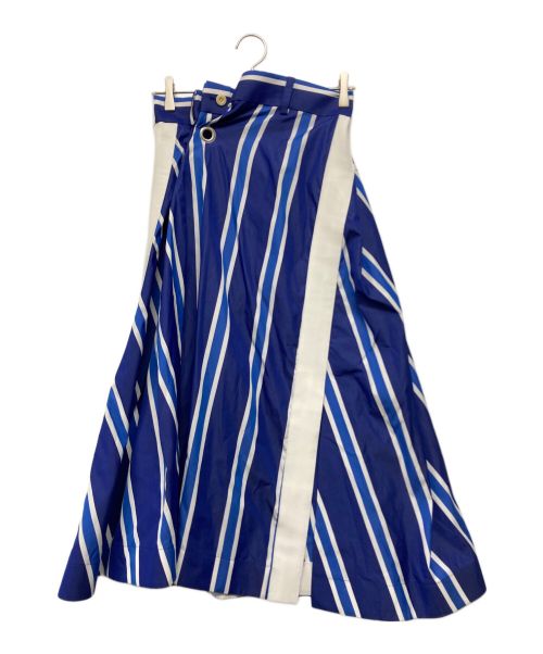 sacai（サカイ）sacai (サカイ) アシンメトリーストライプスカート ブルー×ホワイト サイズ:SIZE 1の古着・服飾アイテム