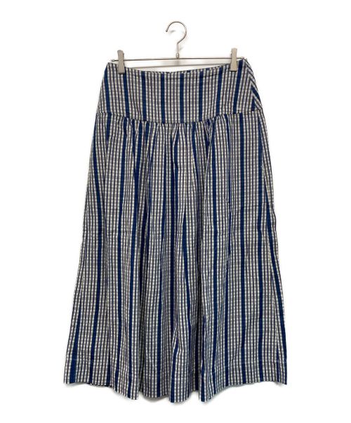 45R（フォーティーファイブアール）45R (フォーティーファイブアール) 二重織のスカート ブルー×ホワイト サイズ:SIZE 3の古着・服飾アイテム