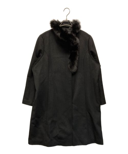 BALMAIN（バルマン）BALMAIN (バルマン) フォックスファーカシミヤコート ブラック サイズ:SIZE 0の古着・服飾アイテム