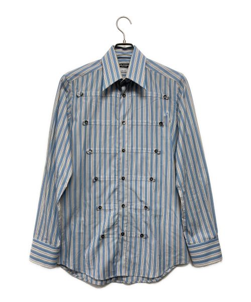 DOLCE & GABBANA（ドルチェ＆ガッバーナ）DOLCE & GABBANA (ドルチェ＆ガッバーナ) ストライプナポレオンシャツ ブルー サイズ:SIZE 39の古着・服飾アイテム