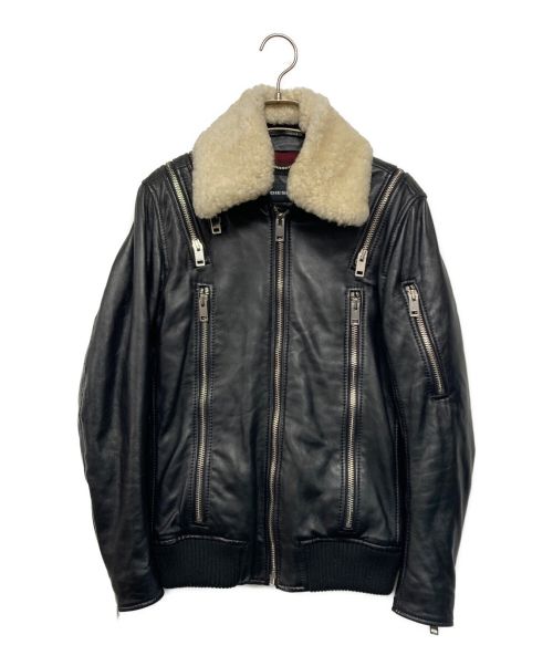 DIESEL（ディーゼル）DIESEL (ディーゼル) ラムレザージャケット ブラック サイズ:SIZE XSの古着・服飾アイテム