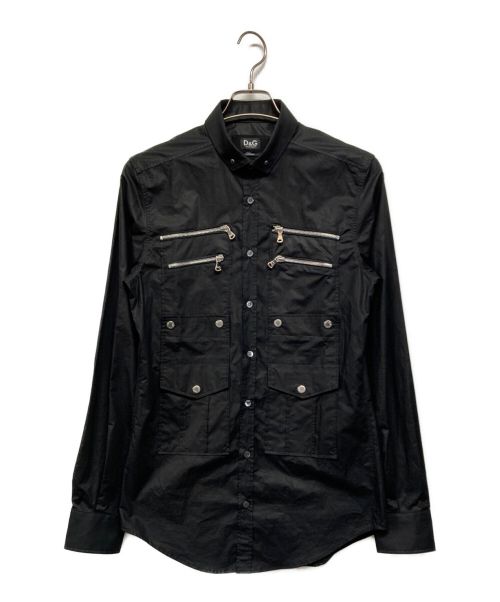 DOLCE & GABBANA（ドルチェ＆ガッバーナ）DOLCE & GABBANA (ドルチェ＆ガッバーナ) ジップデザインシャツ ブラック サイズ:SIZE 46の古着・服飾アイテム