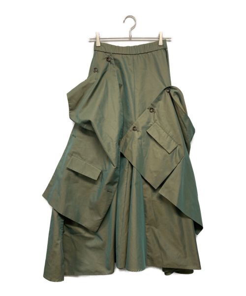UN3D.（アンスリード）UN3D. (アンスリード) フレアスカート オリーブ サイズ:SIZE 38の古着・服飾アイテム