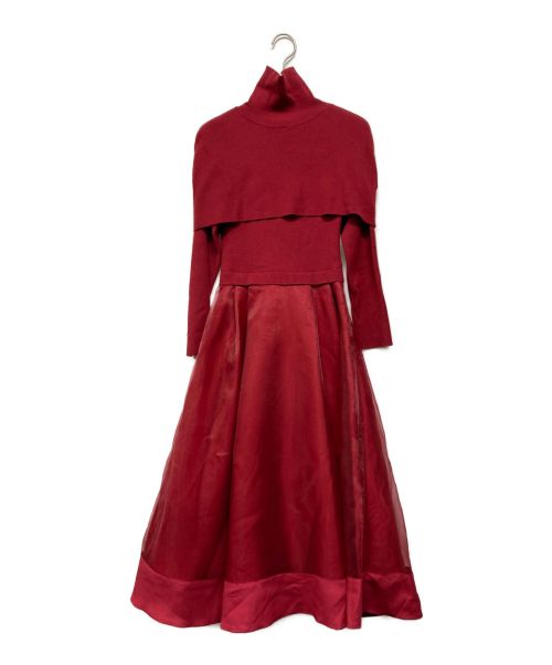 CELFORD（セルフォード）CELFORD (セルフォード) タートルケープ付きドッキングワンピース レッド サイズ:SIZE 32の古着・服飾アイテム