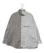MM6 Maison Margielaエムエムシックス メゾンマルジェラ）の古着「ストライプ柄ロングスリーブドッキングシャツ」｜グレー