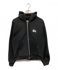 stussy (ステューシー) ストックロゴジップパーカー 両プリント ブラック サイズ:L