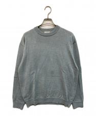 ATON (エイトン) BABY ALPACA LINEN | CREWNECK SWEATER(ベビー アルパカ リネン | クルーネック セーター) ブルー サイズ:2