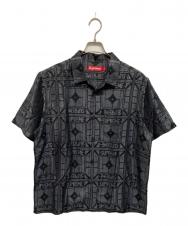 Supreme (シュプリーム) 24SS Tray Jacquard S/S Shirt（トレイ ジャカード ショートスリーブ シャツ） ブラック×グレー サイズ:L