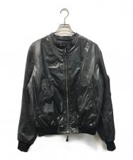 KOHSHIN SATOH (コウシンサトウ) ナイロンコーティングシープスキンレザージャケット ブラック サイズ:SIZE 48