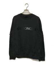 MONCLER (モンクレール) FELPA GIROCOLLO(フェルパ ジロコッロ)フロッキーロゴスウェット ブラック サイズ:M