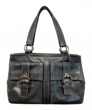 COACH (コーチ) ソーホー ライン トートバッグ レザーハンドバッグ ブラック