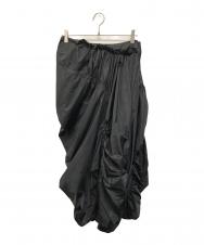 YOHJI YAMAMOTO (ヨウジヤマモト) Ny TAFFETA PANELED GATHER SKIRT（ナイロン・タフタ・パネルド・ギャザー・スカート） ブラック サイズ:SIZE 1