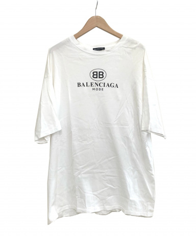 [中古]BALENCIAGA(バレンシアガ)のメンズ トップス 18S/S オーバーサイズBBロゴクルーネックTシャツ