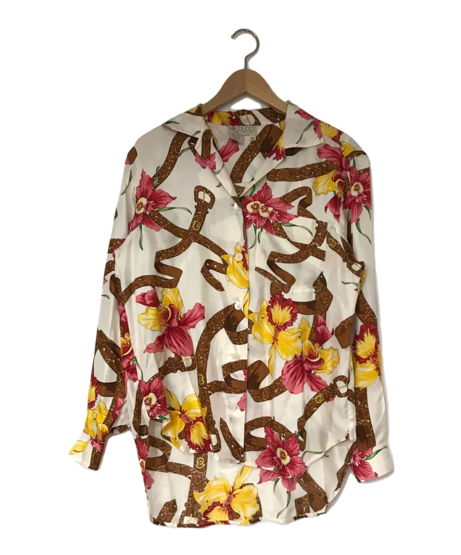 中古 古着通販 Gucci グッチ Old花柄レーヨンシャツ ホワイト サイズ 38 ブランド 古着通販 トレファク公式 Trefac Fashion
