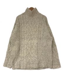 AURALEE（オーラリー）の古着「21A/W WOOL BABY ALPACA NEPPED CABLE KNIT TURTLE NECK P/O」｜ベージュ