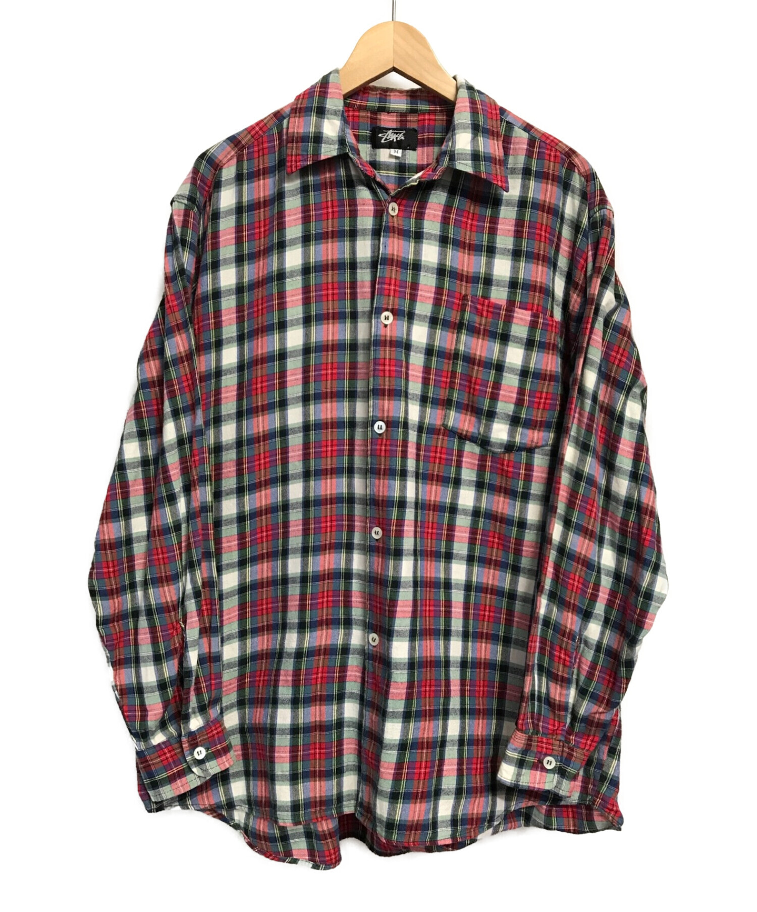9440円 日本最大級通販ショップ ステューシー　チェックシャツ　両面刺繍　ブルー×ブラック　Mサイズ シャツ