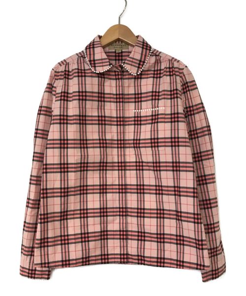 BURBERRY（バーバリー）BURBERRY (バーバリー) レーストリムチェックシャツ ピンク サイズ:UK6の古着・服飾アイテム