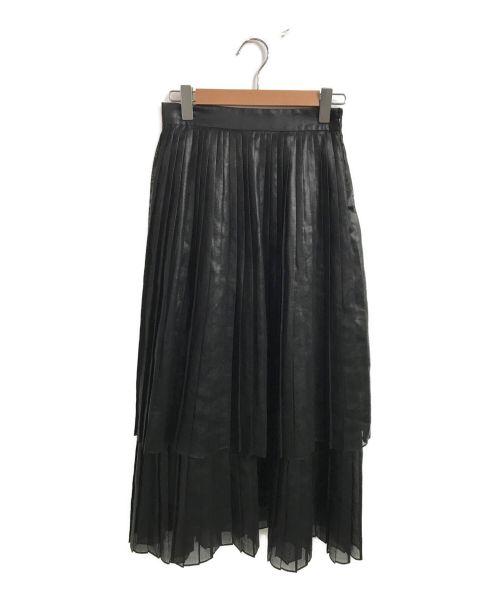 1er Arrondissement（プルミエ アロンディスモン）1er Arrondissement (プルミエ アロンディスモン) レザーライクオーガンジープリーツスカート ブラック サイズ:Mの古着・服飾アイテム