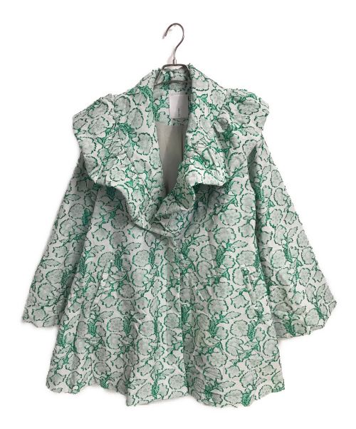 MECRE（メクル）MECRE (メクル) フラワージャガードショールカラーコート グリーン サイズ:M 未使用品の古着・服飾アイテム