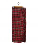 holidayホリデー）の古着「WOOL CHECK RESIZE WRAP SKIRT」｜レッド