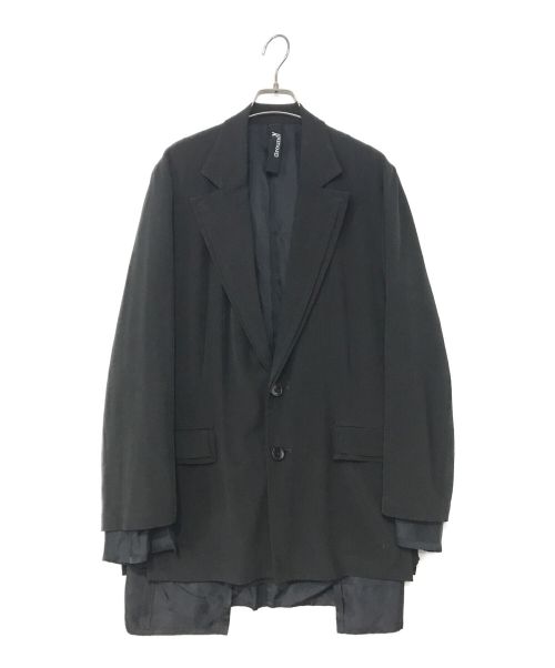 GROUND Y（グラウンドワイ）GROUND Y (グラウンドワイ) POLYESTER CREPE de CHINE DOUBLE JACKET ブラック サイズ:3の古着・服飾アイテム