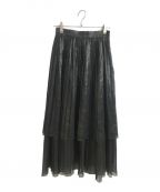 1er Arrondissementプルミエ アロンディスモン）の古着「レザーライクオーガンジープリーツスカート」｜ブラック
