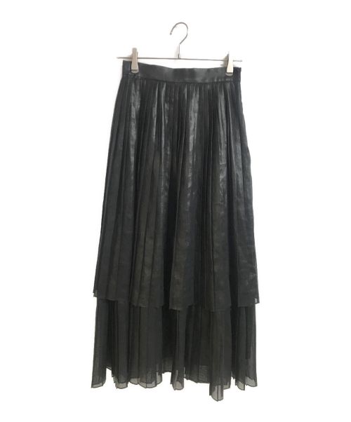 1er Arrondissement（プルミエ アロンディスモン）1er Arrondissement (プルミエ アロンディスモン) レザーライクオーガンジープリーツスカート ブラック サイズ:38の古着・服飾アイテム