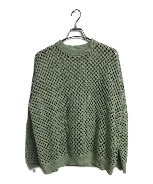 UNUSED（アンユーズド）UNUSED (アンユーズド) Crochet crewneck sweater グリーン サイズ:2の古着・服飾アイテム