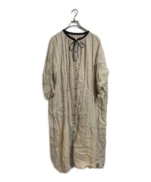 nest Robe（ネストローブ）nest Robe (ネストローブ) リネンスモックドレス ベージュ サイズ:FREEの古着・服飾アイテム