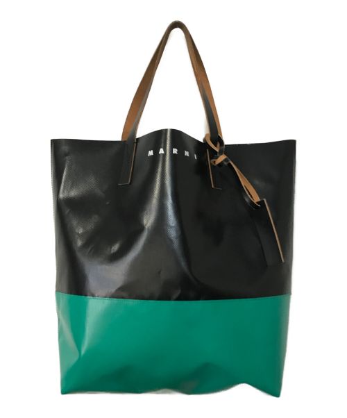 MARNI（マルニ）MARNI (マルニ) PVCトートバッグ ブラック×グリーンの古着・服飾アイテム