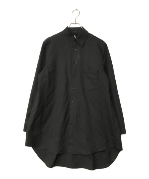GROUND Y（グラウンドワイ）GROUND Y (グラウンドワイ) アシンメトリーカラーウール長袖シャツ ブラック サイズ:3の古着・服飾アイテム