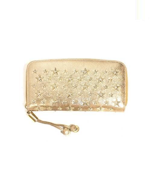中古 古着通販 Jimmy Choo ジミーチュウ ラウンドファスナースタッズ財布 ゴールド ブランド 古着通販 トレファク公式 Trefac Fashion
