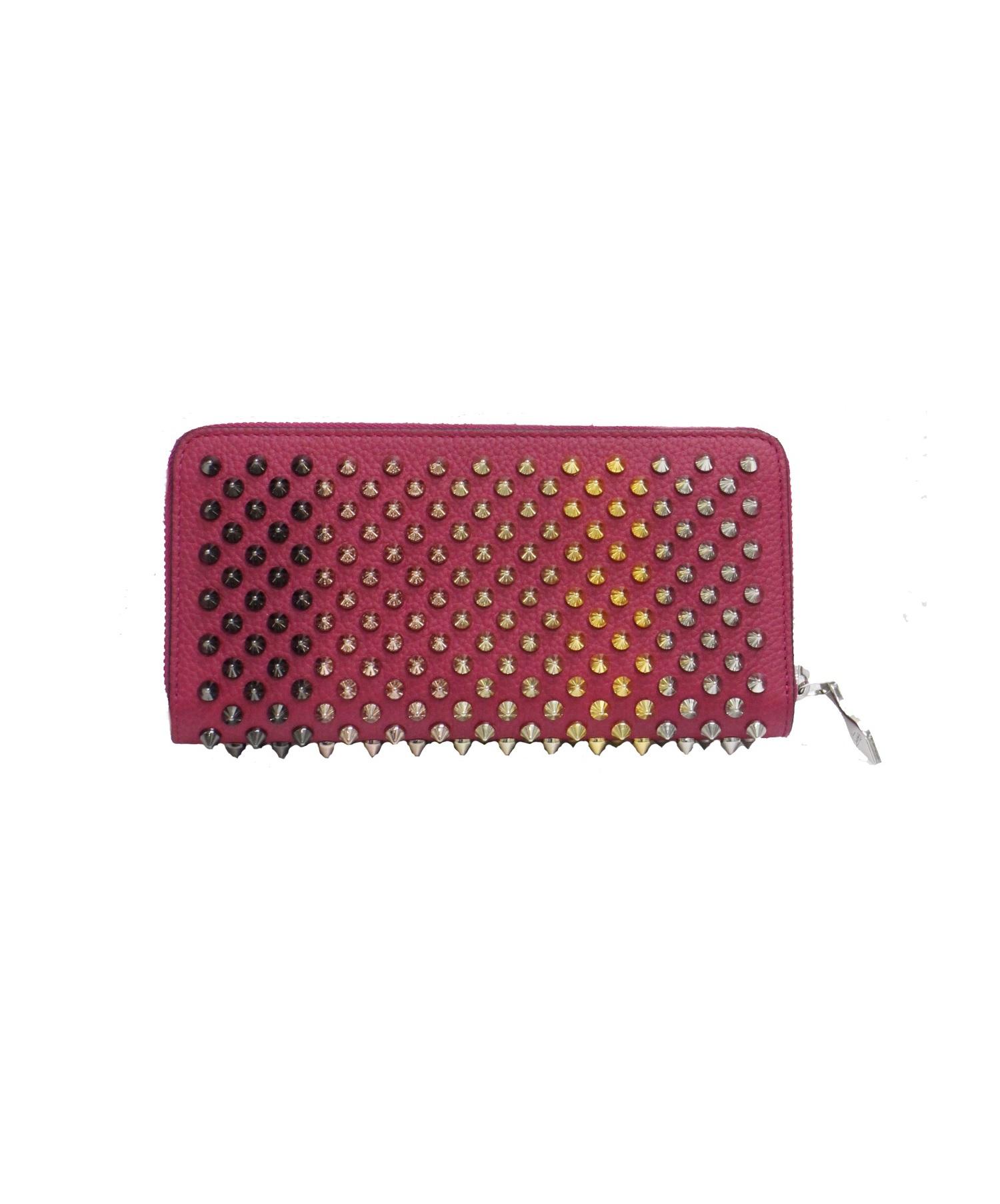 中古 古着通販 Christian Louboutin クリスチャンルブタン スタッズラウンドジップウォレット ショッキングピンク ブランド 古着通販 トレファク公式 Trefac Fashion