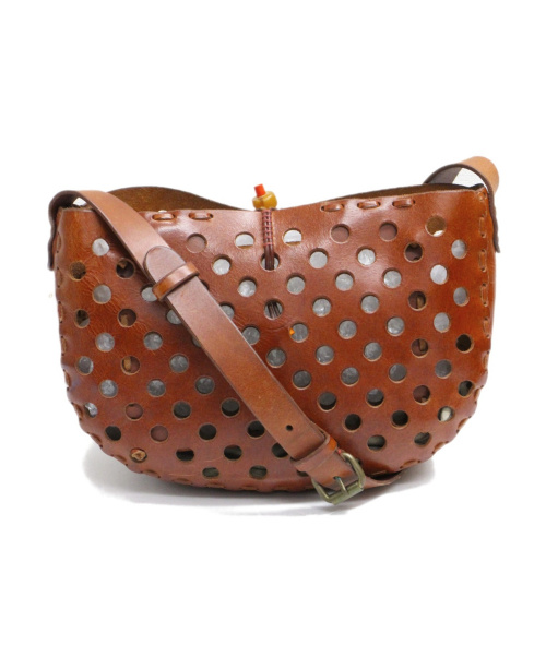 中古 古着通販 Henry Cuir アンリークイール パンチングレザーショルダーバッグ ブラウン ブランド 古着通販 トレファク公式 Trefac Fashion